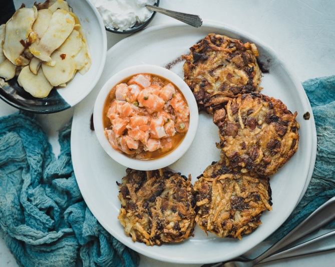 Porcini potato latkes